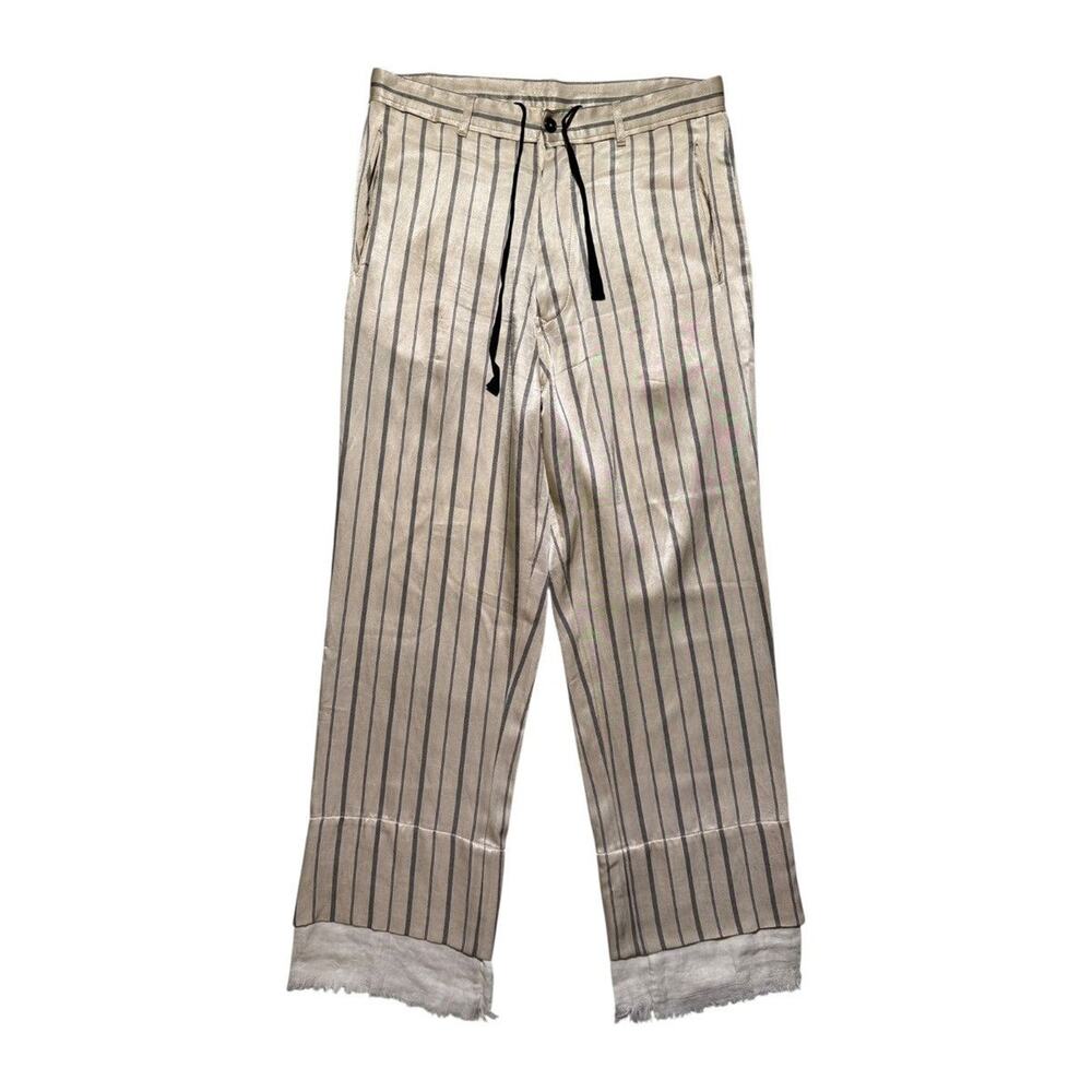 Striped silk/linen ecru trouser